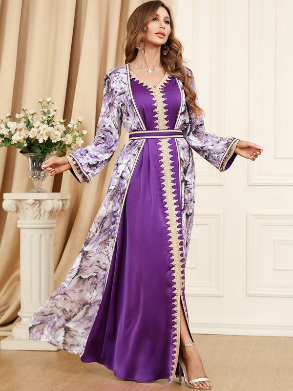 2-Piece Set Arab Women's Caftan Kaftan Dress for Eid, Evening Party & Birthday - Elegant Islamic Abaya for Special Occasions & Family Gatherings