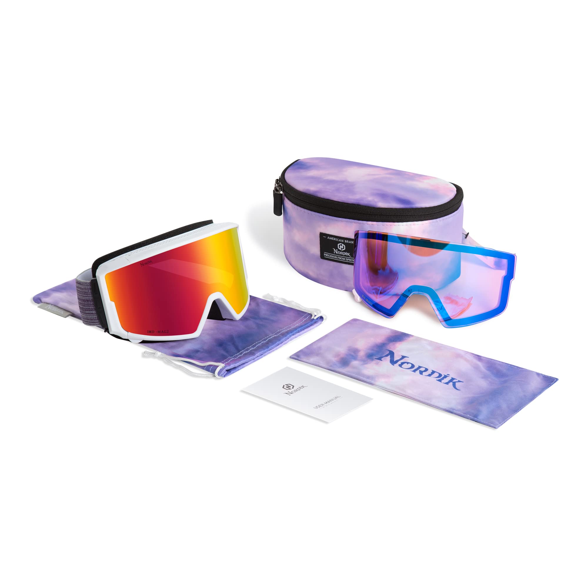 Nordik ODIN Ski Goggles - Interchangeable Lens Snow Goggles for Men & Women | Anti-Fog UV Protection for Skiing, Snowboarding & Winter Sports