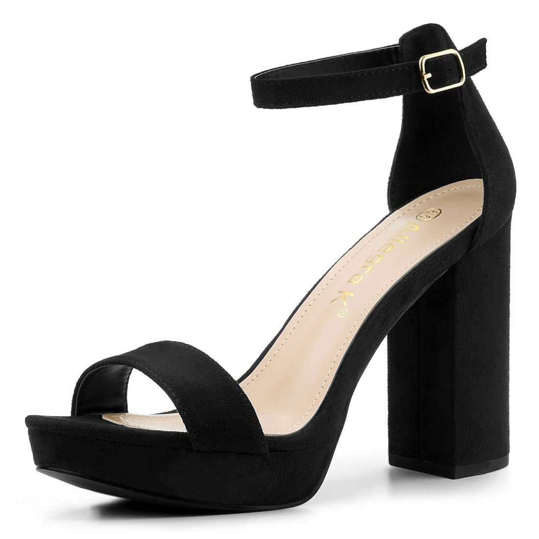 Allegra K Women's Chunky Heel Ankle Strap Platform Sandals - Comfortable & Stylish for Parties, Weddings & Night Out