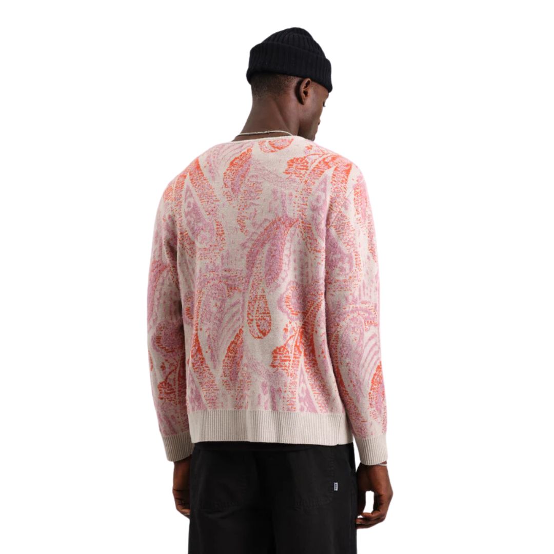Alban Cardigan Paisley Sweater for Women - Soft Pink & Ecru Knit Pullover | Cozy Winter Fashion, Casual Outfit & Office Wear