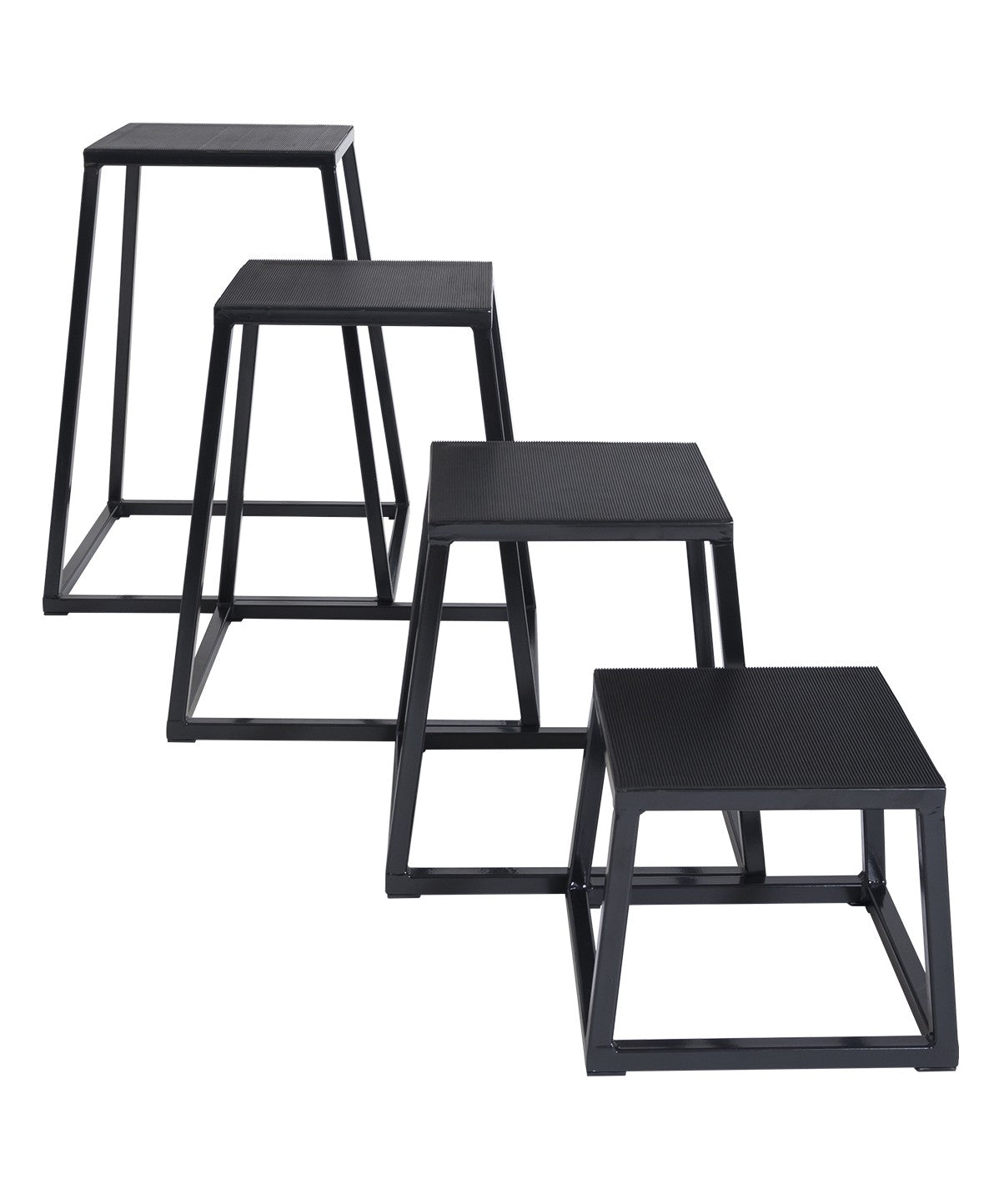 Premium 4-Piece Steel Plyometric Box Set for CrossFit, Jump Training & Home Gym Workouts - Heavy Duty & Adjustable Height