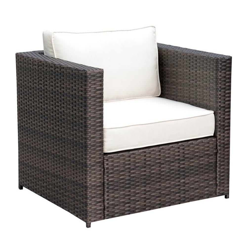 Furniture of America Daley Contemporary Rattan 3-Piece Patio Set in Brown - Outdoor Wicker Sofa & Coffee Table for Garden, Poolside, and Backyard Relaxation