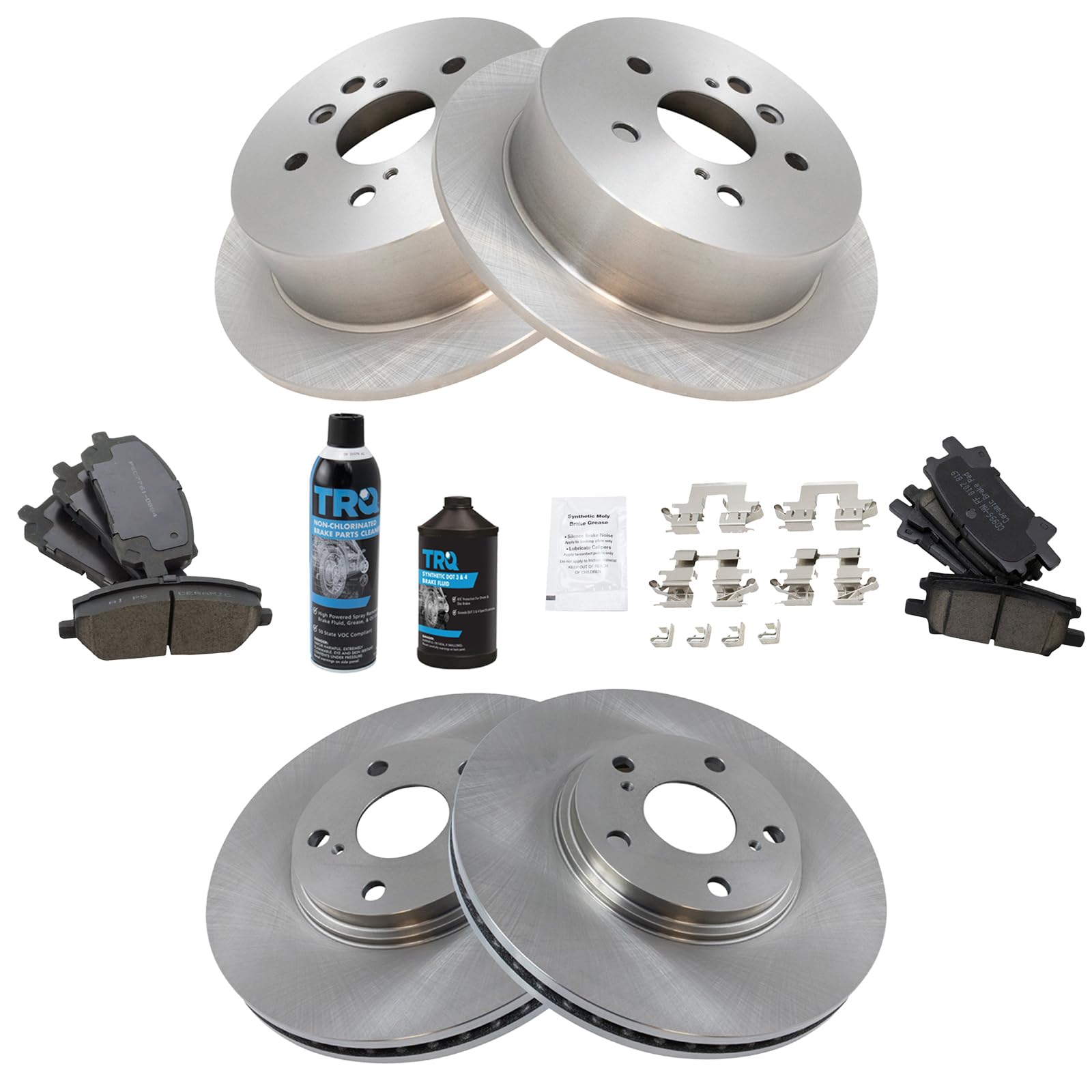 High-Performance Front & Rear Ceramic Brake Pads & Rotors Kit for 2004-2007 Toyota Highlander - Includes Brake Chemical Kit for Smooth Stopping Power - Perfect for City Driving, Highway Commuting & Off-Road Adventures