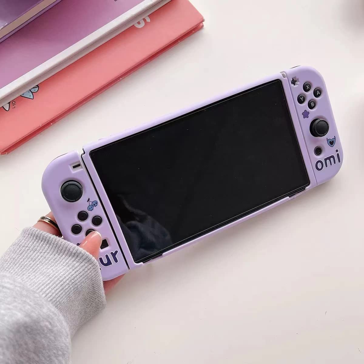 Cute Kuromi Nintendo Switch OLED Case - Dockable Soft TPU Cover with Ergonomic Grip for Joycon, Sparkle Skin Set - Perfect for Gaming, Travel & Protection