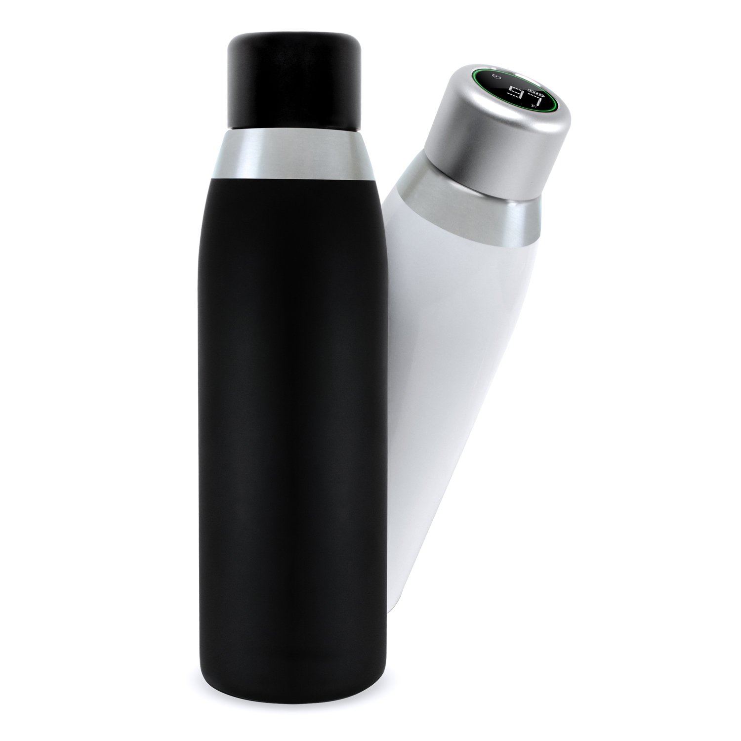 Smart Water Bottle with Auto Reminder & LCD Temp Display - 24oz Leakproof Insulated Stainless Steel Bottle for Gym, Hiking, Office & Travel - BPA Free Hydration Bottle - White