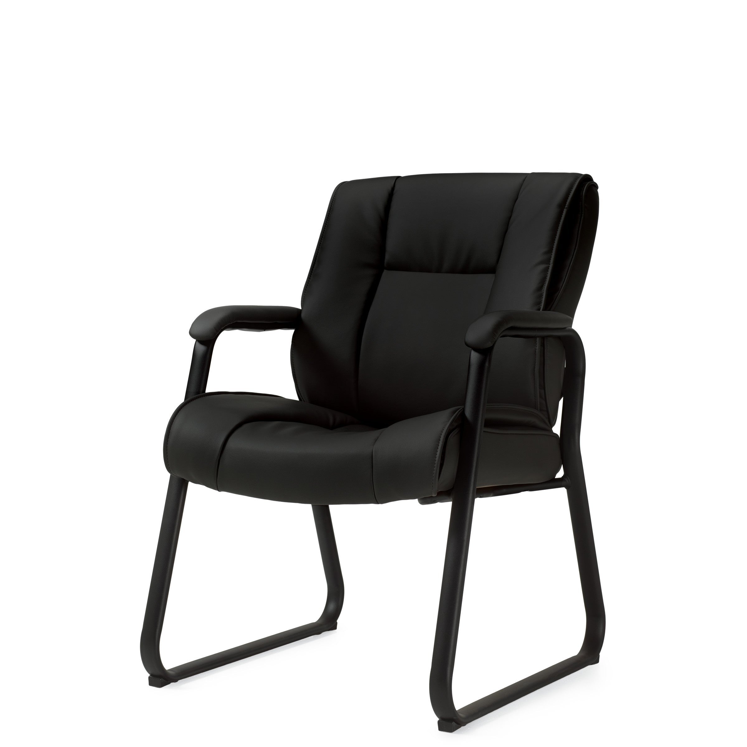 Premium Black Leather Guest Chair with Fixed Arms - OTG2782 by OTG - Elegant Office Seating for Reception, Conference Rooms & Home Offices