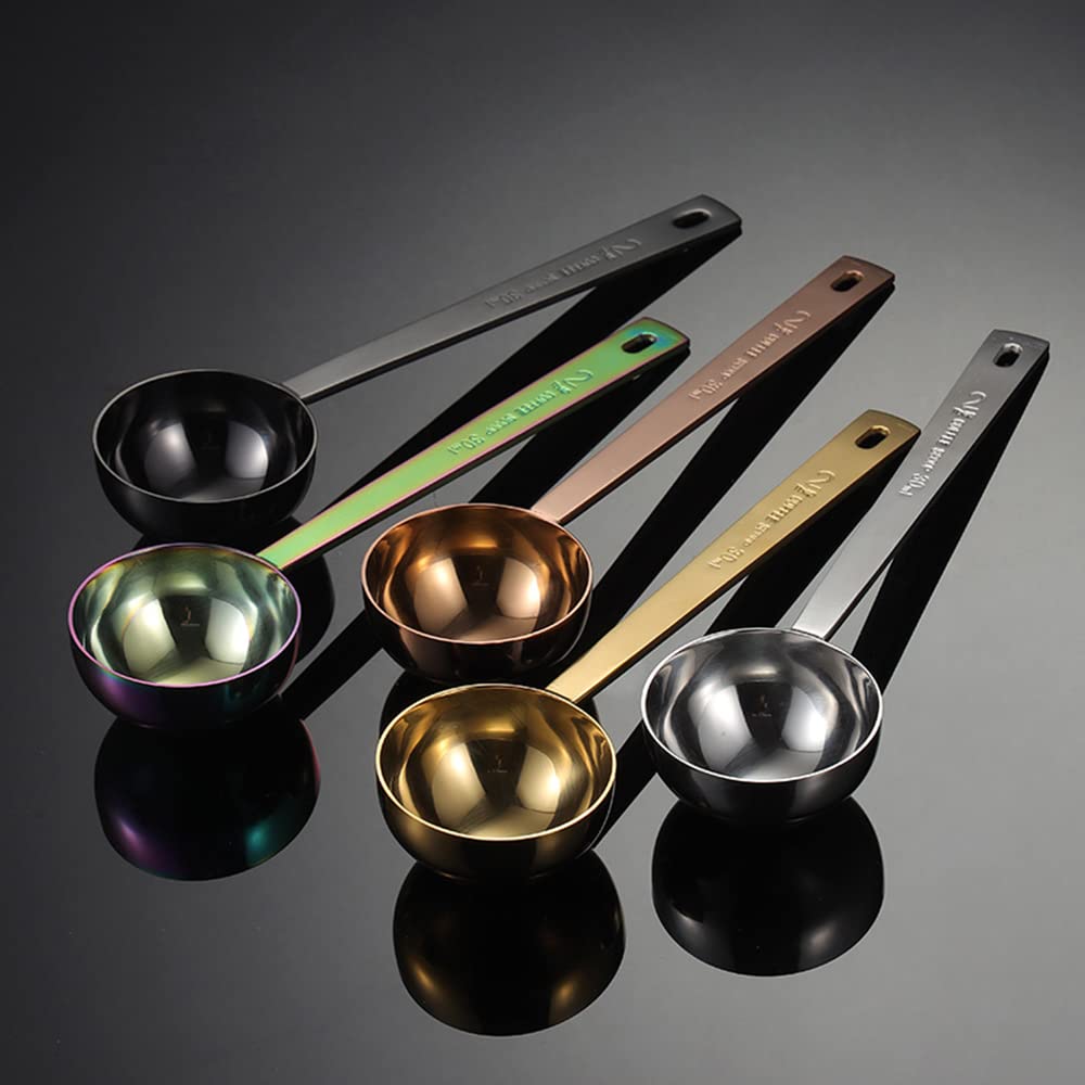 Premium Stainless Steel Coffee Scoop - 1 Tbsp Measuring Spoon for Ground Coffee, Tea, Sugar, Flour & Liquids - Long Handle Design for Easy Use - Perfect for Home, Office & Coffee Shops