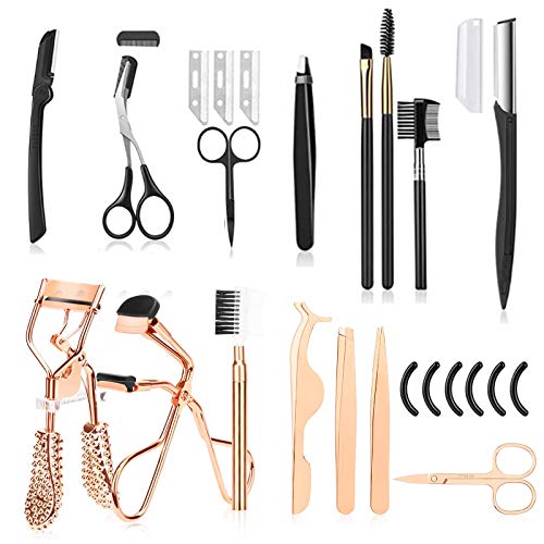 Senignol Professional Eyelash Curler & Eyebrow Grooming Kit - Includes Eyebrow Razor, Dermaplaning Face Exfoliator & False Eyelash Applicator - Premium Makeup Tools Set for Women | Perfect for Salon, Travel & Home Beauty Routine