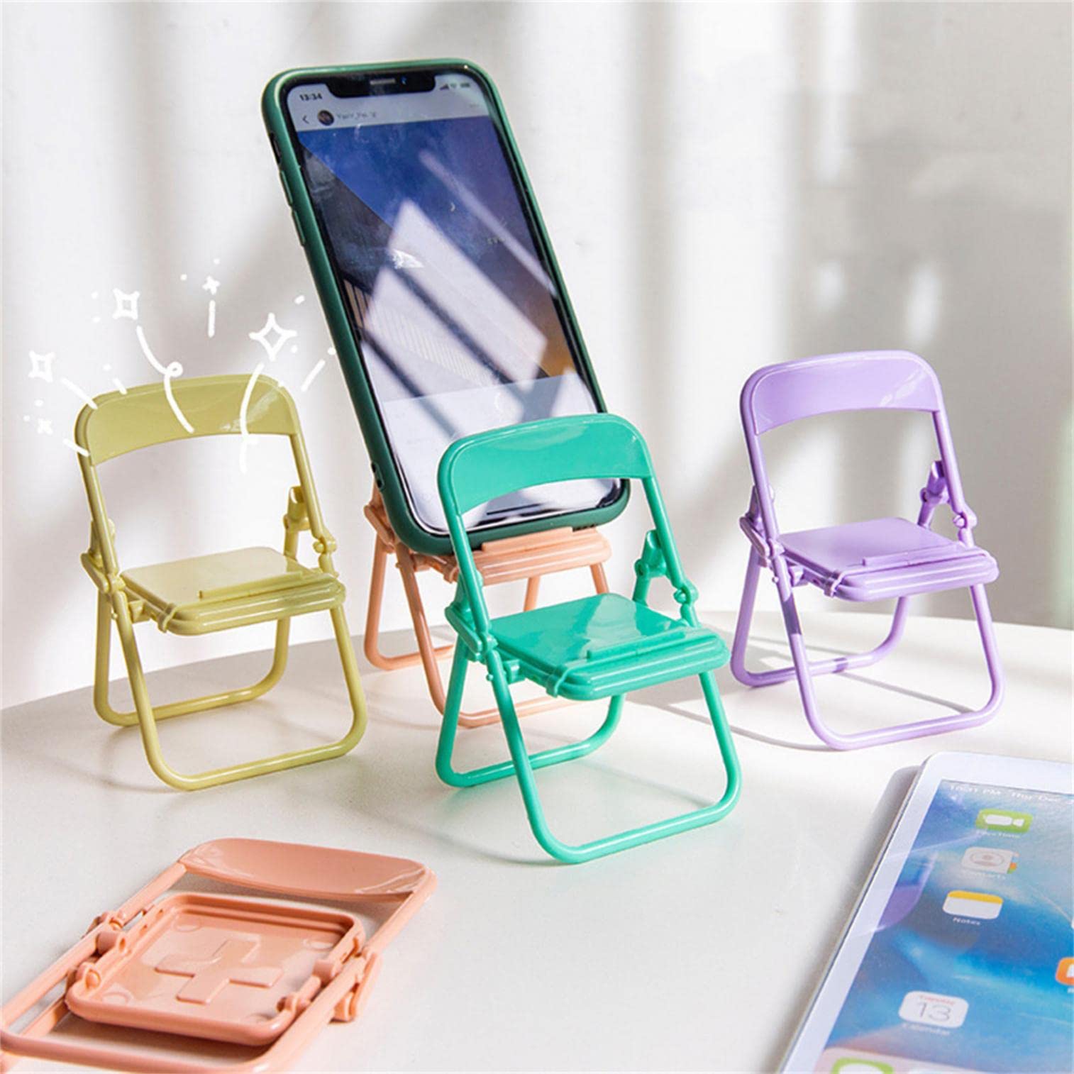 Haiwae Cute Mini Chair Phone Stand - Universal Smartphone Holder for Desk, Home & Office - Multi-Functional Desktop Organizer & Decorative Accessory - Perfect for Watching Videos, Video Calls & Hands-Free Use