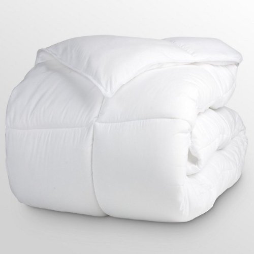 Dream'z Bedding Luxury 350 Thread Count 100 GSM Fiber Fill 1pc Full/Queen Size Comforter - 100% Egyptian Cotton, White Stripe - Ultra Soft & Breathable for All-Season Comfort - Perfect for Master Bedroom, Guest Room & Hotel Use