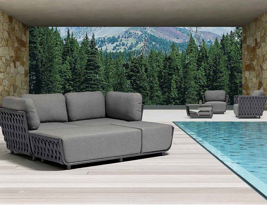 Couture Jardin Hug Outdoor Ottoman - Waterproof Patio Furniture, Comfortable Garden Seating for Backyard, Poolside, and Porch Relaxation