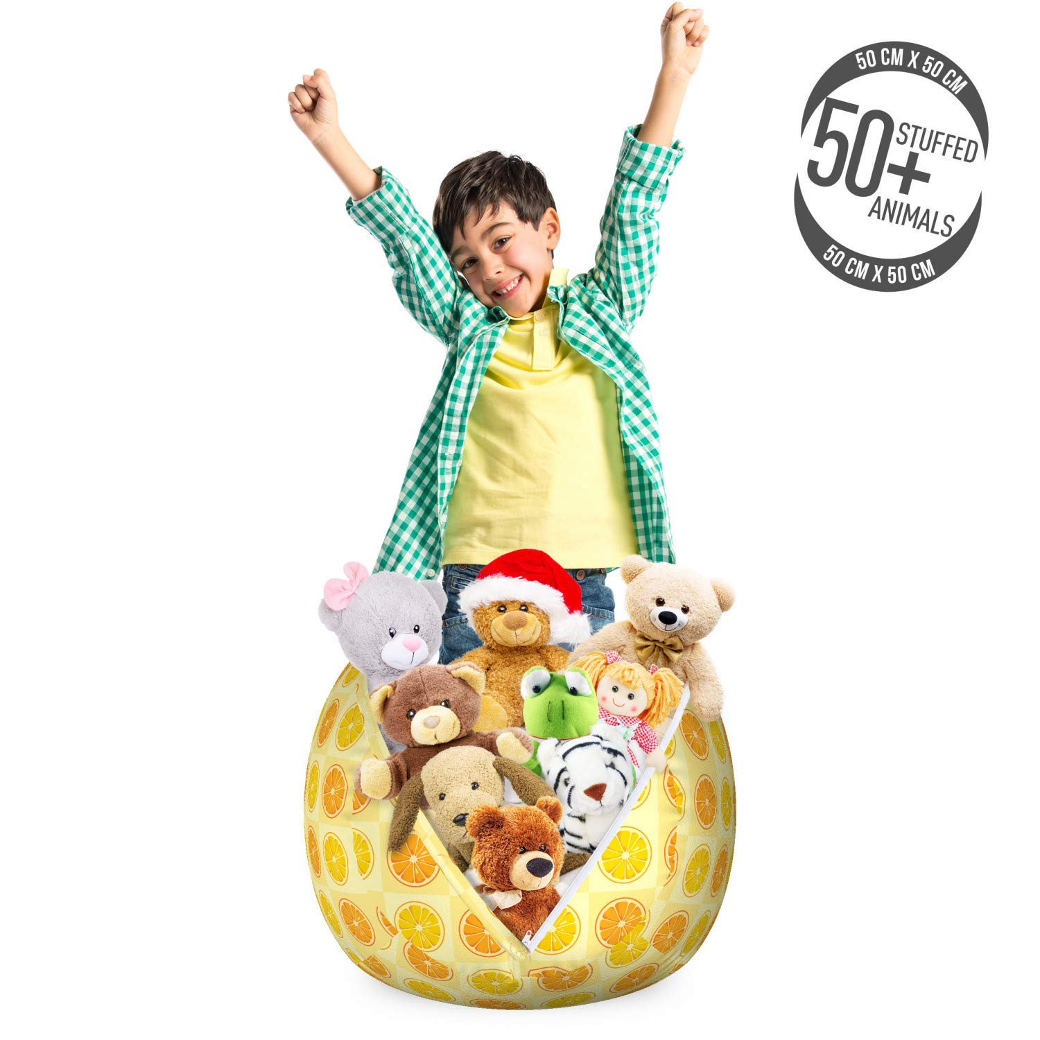 Ambesonne Citrus Toy Storage Bag Chair - Washable Organizer for Kids' Room