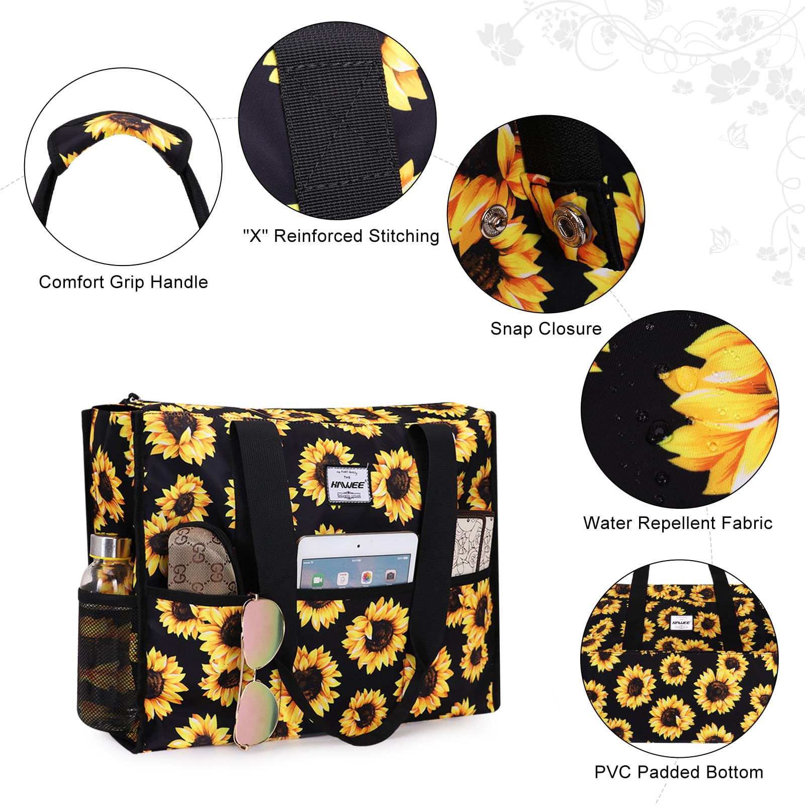 Durable Utility Tote Bag with Laptop Compartment & Luggage Sleeve - Zippered Multi-Pocket Commuter Shoulder Bag for Women - Perfect for Nursing, Work, Travel & Daily Use