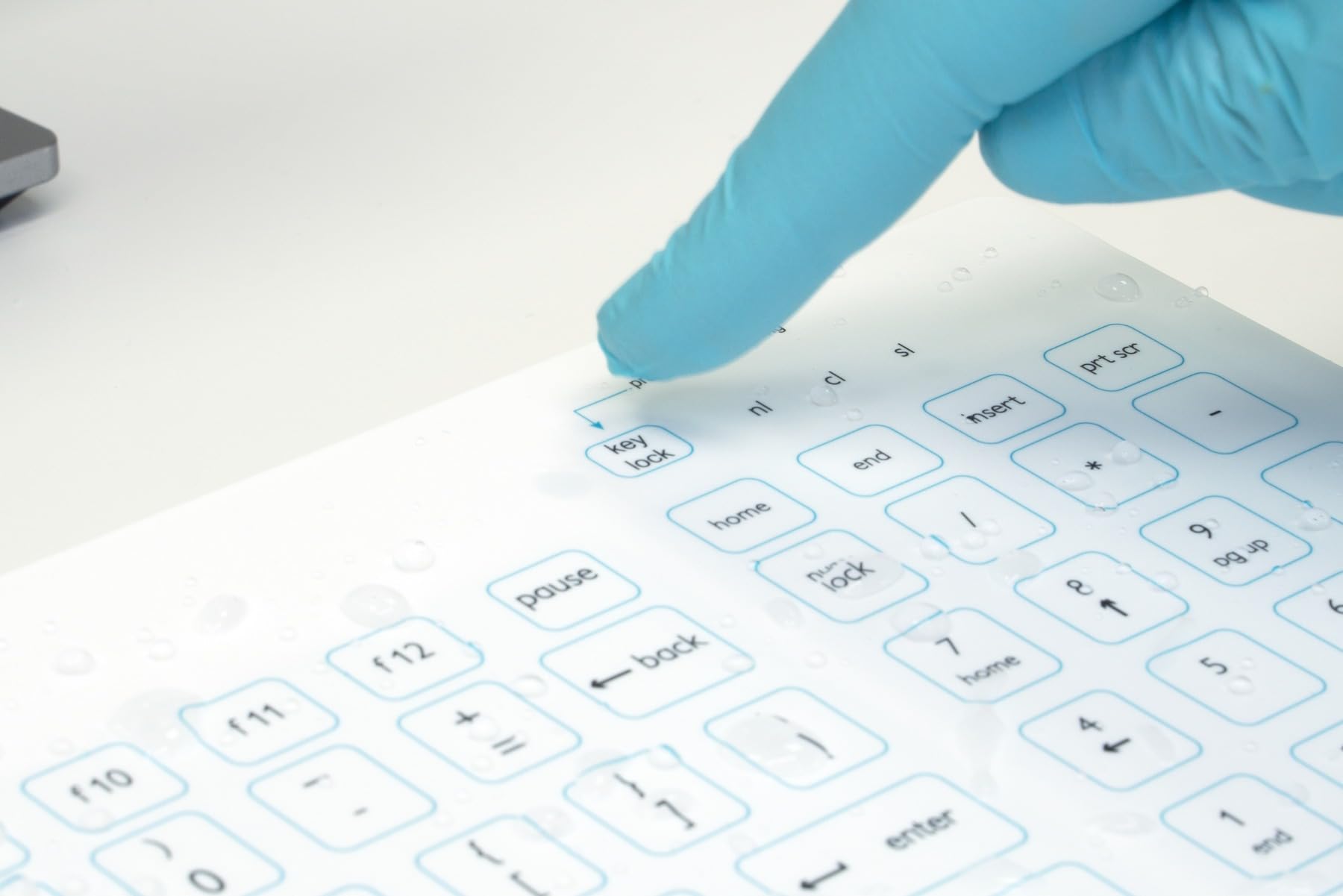PUREKEYS Medical Keyboard - Compact USB Wired White Silicone Keyboard for Hospital, Dentist, Cleanroom, Laboratory & Industrial Use | Hygienic, Easy to Clean, Flexible Design | Perfect for Sterile Environments, Medical Offices & Healthcare Facilities