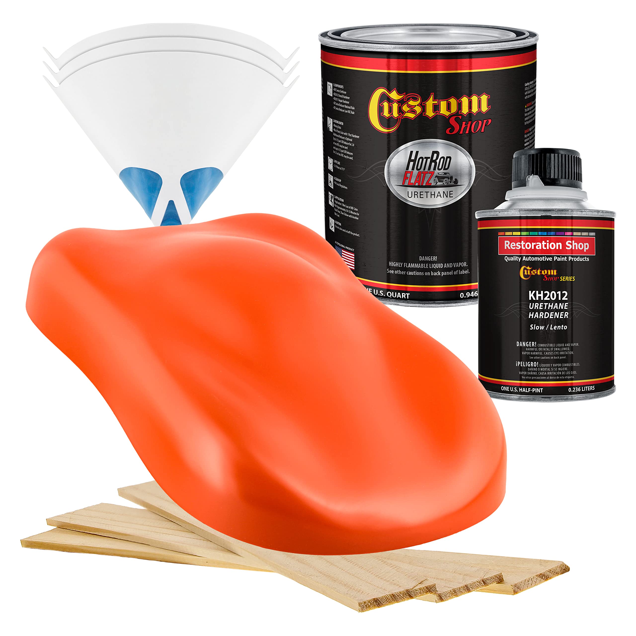 Custom Shop Charger Orange Hot Rod Flatz Flat Matte Satin Urethane Auto Paint - Complete Quart Paint Kit (4:1 Mix Ratio) - Professional Low Sheen Automotive Coating for Cars & Trucks | Ideal for Hot Rods, Classic Cars & Custom Vehicle Projects