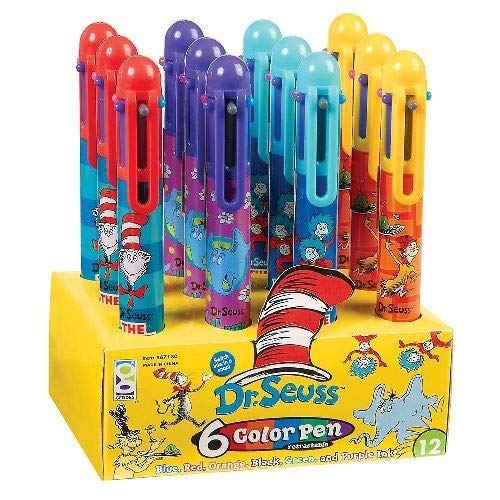 Set of 4 Dr. Seuss 6-Color Pens #67130 - Vibrant Coloring Pens for Kids, Students & Artists - Perfect for School Projects, Creative Drawing & Gift Giving
