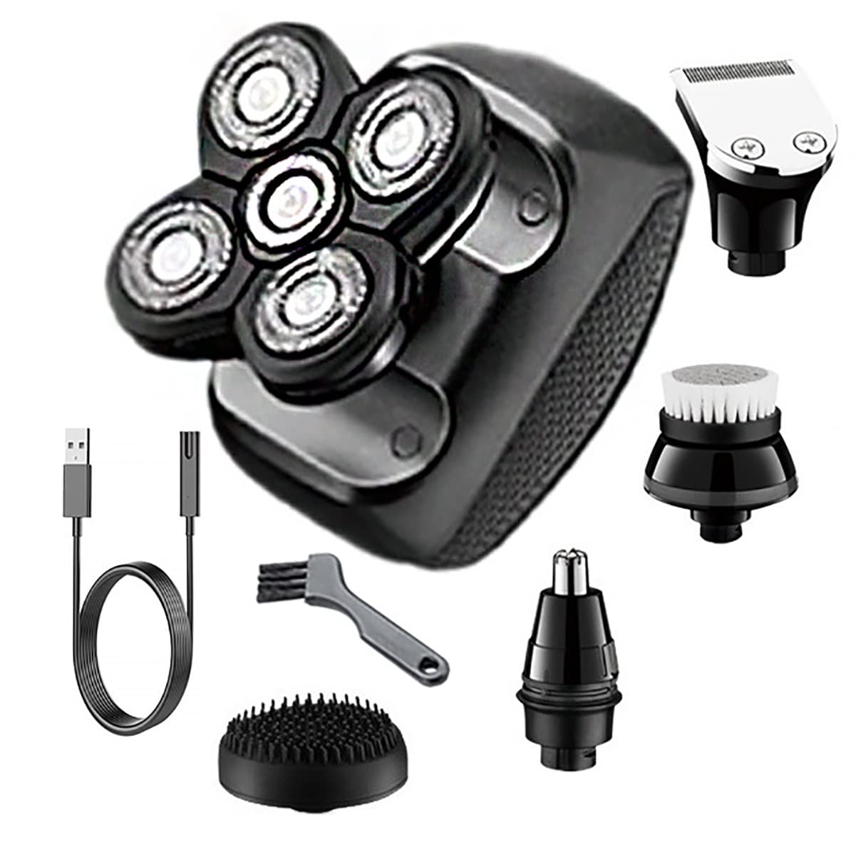 5-in-1 Waterproof Electric Razor for Men - Rechargeable Beard Trimmer & Body Groomer with Precision Shaver for Face, Head & Body - Perfect for Travel, Gym & Daily Grooming Routine