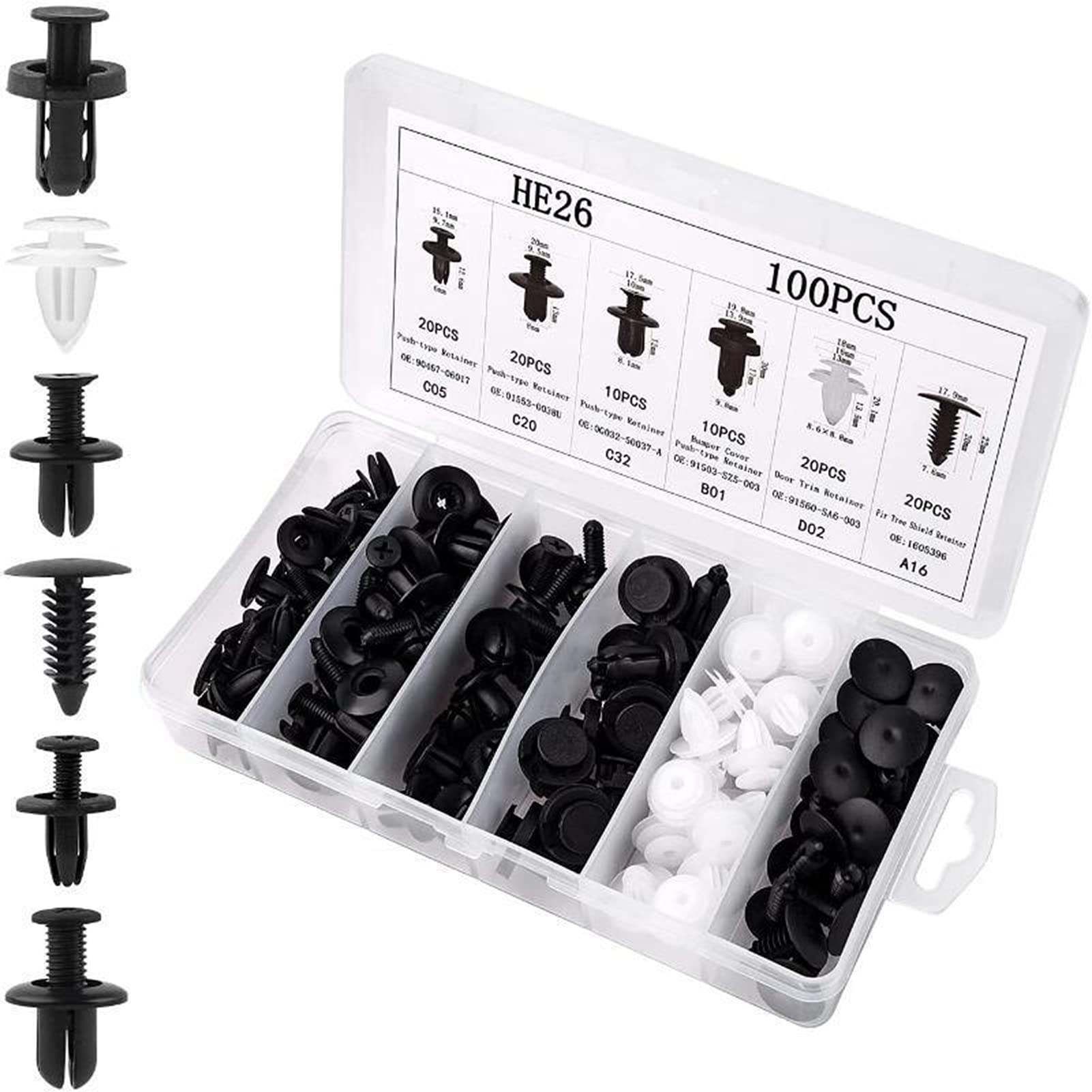 VALINK Universal Bumper Retainer Clips - 50pcs Car Fastener Clips Kit for Bumper, Door Panel, Dashboard & Furniture Assembly | Durable Expansion Screws for Auto Repair & DIY Home Projects