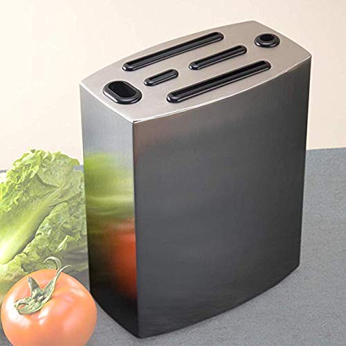 Premium Stainless Steel Knife Block Set - 6-Piece Kitchen Knife Holder for Chefs & Home Cooks - Organize Knives, Scissors & Utensils - Perfect for Countertop Storage & Safe Kitchen Organization