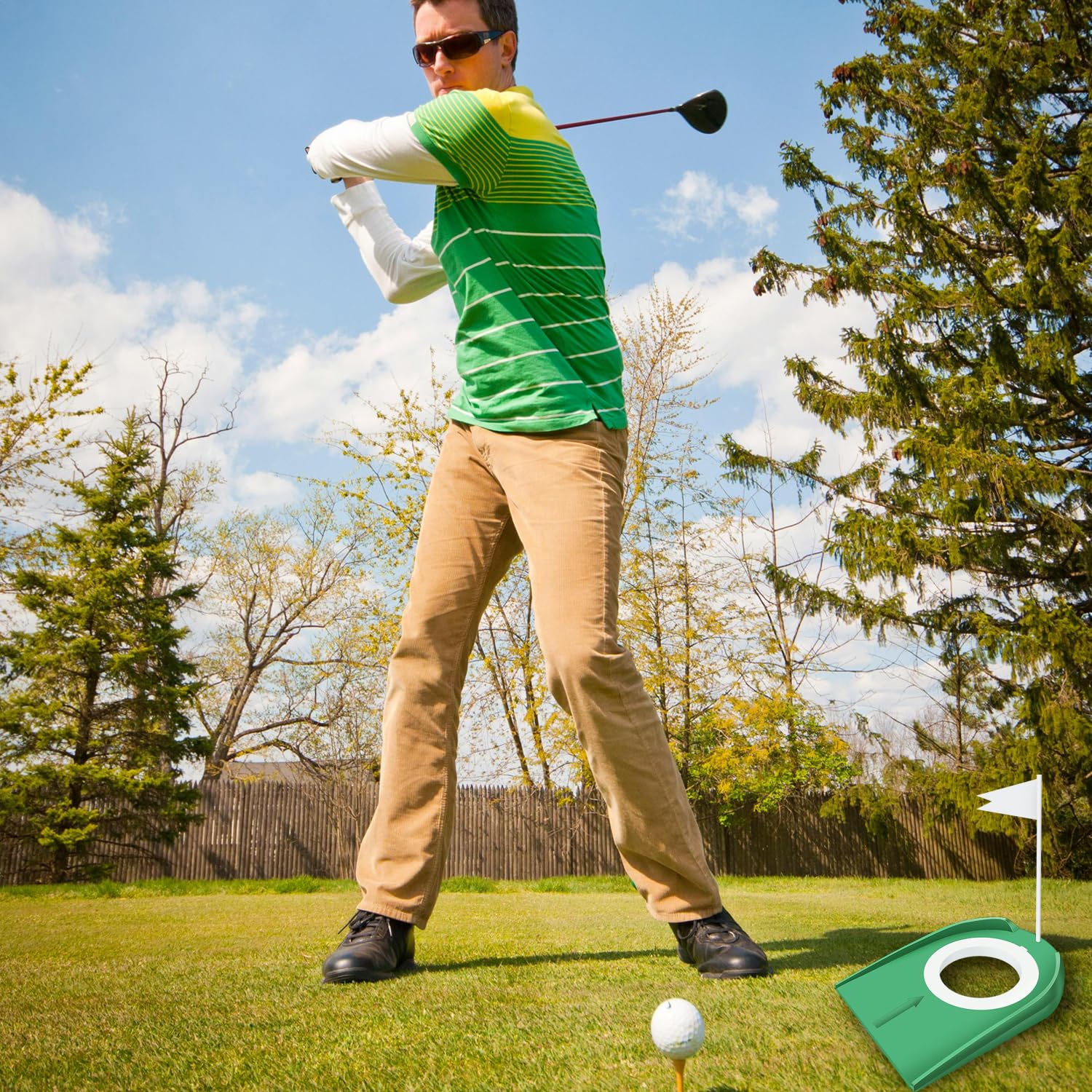 Premium Golf Putting Cup with Flag - Indoor/Outdoor Practice Training Aid for Improved Putting Accuracy | Perfect for Home, Office, or Backyard Golf Practice