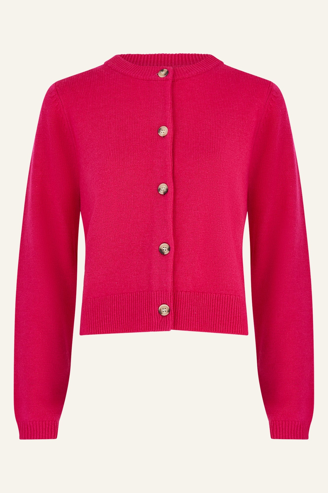 Merino Wool Brittany Cardigan for Women - Soft & Cozy Knit Sweater in Party Pink | Perfect for Fall, Winter & Holiday Gatherings
