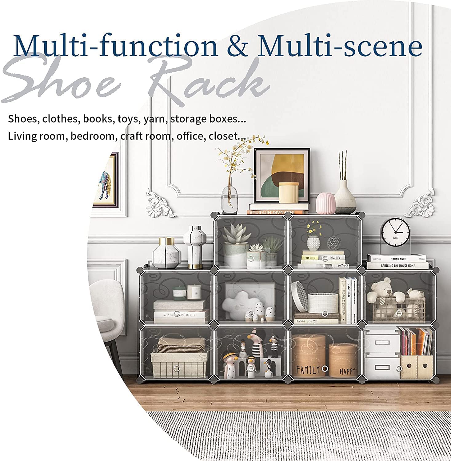 Aeitc 100 Pairs Expandable Shoe Rack Organizer - Space Saving Stackable Shoe Storage Cabinet with Hooks & Side Shelf for Entryway, Closet, Bedroom - Black | Perfect for Small Spaces & Home Organization