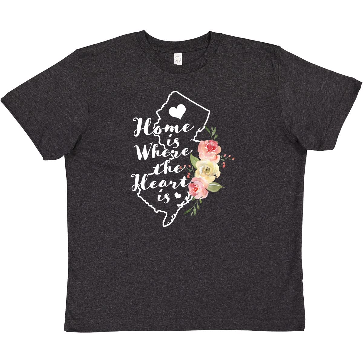 Inktastic New Jersey Home is Where The Heart is Watercolor Youth T-Shirt | Soft Cotton Graphic Tee for Kids | Perfect for Family Vacations, School Spirit & Casual Outfits