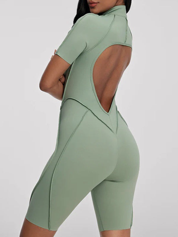 ZASUWA Women's Sexy Backless Zipper Scrunch Bum Jumpsuit - Stretchy Bodycon Romper for Clubwear, Night Out & Date Night