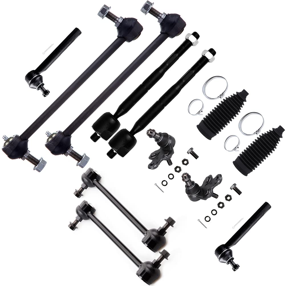 FEIPARTS 12-Piece Front Suspension Kit - Outer & Inner Tie Rod Ends with Steering Boots, Lower Ball Joint, Sway Bar End Links - Compatible with Lexus RX330, RX350 & Toyota Highlander - Improve Ride Comfort & Handling for Daily Commute & Off-Road Adventures