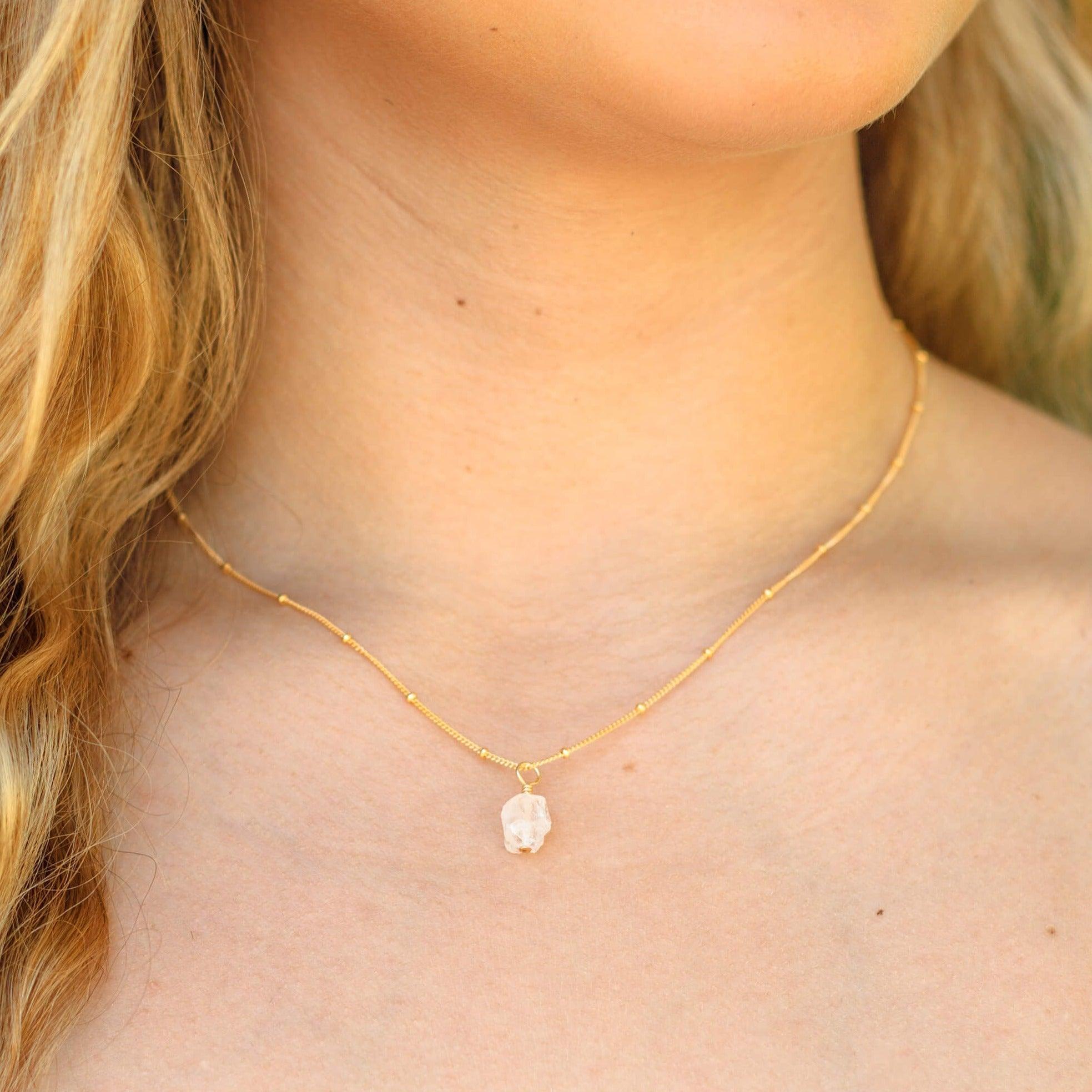 Natural Raw Crystal Quartz Pendant Necklace - Healing Stone Jewelry for Women, Men | Spiritual Protection, Energy Cleansing | Perfect for Meditation, Yoga & Everyday Wear