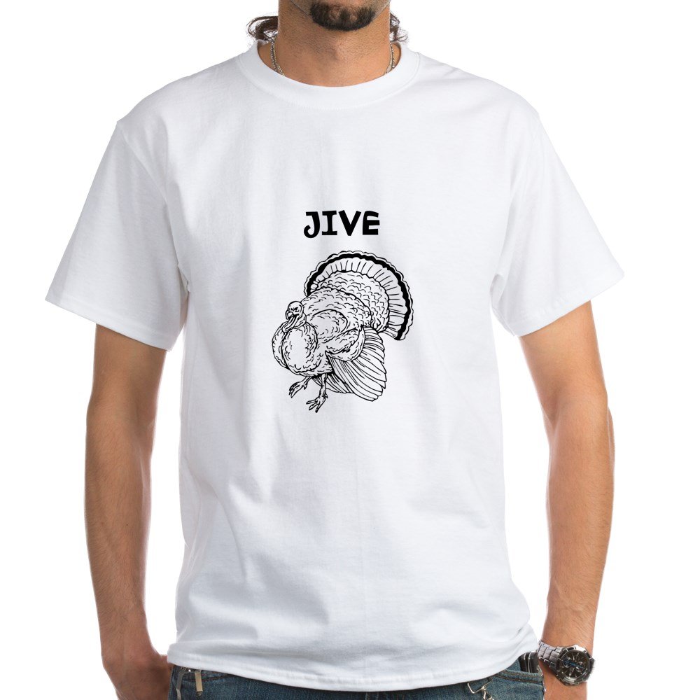 Jive Turkey T-Shirt - 100% Cotton Comfortable White Tee for Men & Women | Perfect for Thanksgiving, Parties & Casual Wear