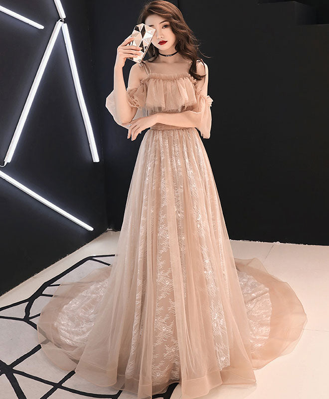 Elegant Pink Tulle Long Prom Dress & Evening Gown for Women - Perfect for Homecoming, Formal Dances, Weddings and Special Occasions