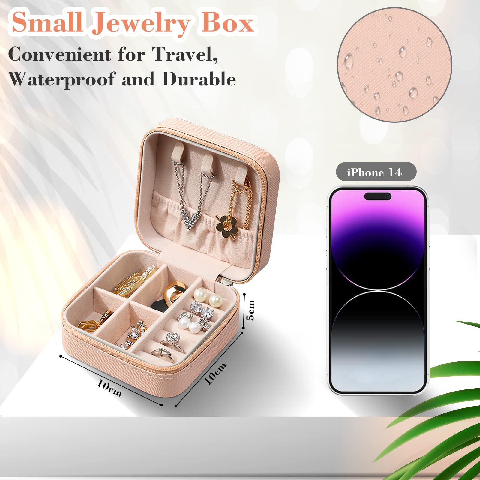 Eucomir Mini Portable Jewelry Box Organizer for Women - PU Leather Travel Jewelry Display Case with Lotus Design - Perfect Gift for Girls, Mothers & Daughters - Ideal for Travel, Home Storage & Gift Giving