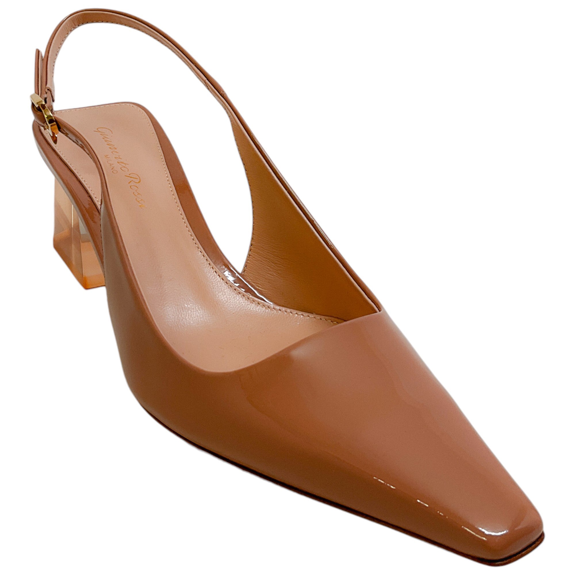 Gianvito Rossi Praline Patent Leather Cosmic Sling 55 Pumps - Women's High Heel Shoes for Party, Wedding & Evening Wear