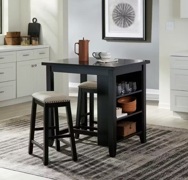 Stylish Two-Tone 3-Piece Counter Height Dining Set - Modern Kitchen Bar Stools & Table for Small Spaces - Perfect for Breakfast Nook, Apartment, or Coffee Bar Setup