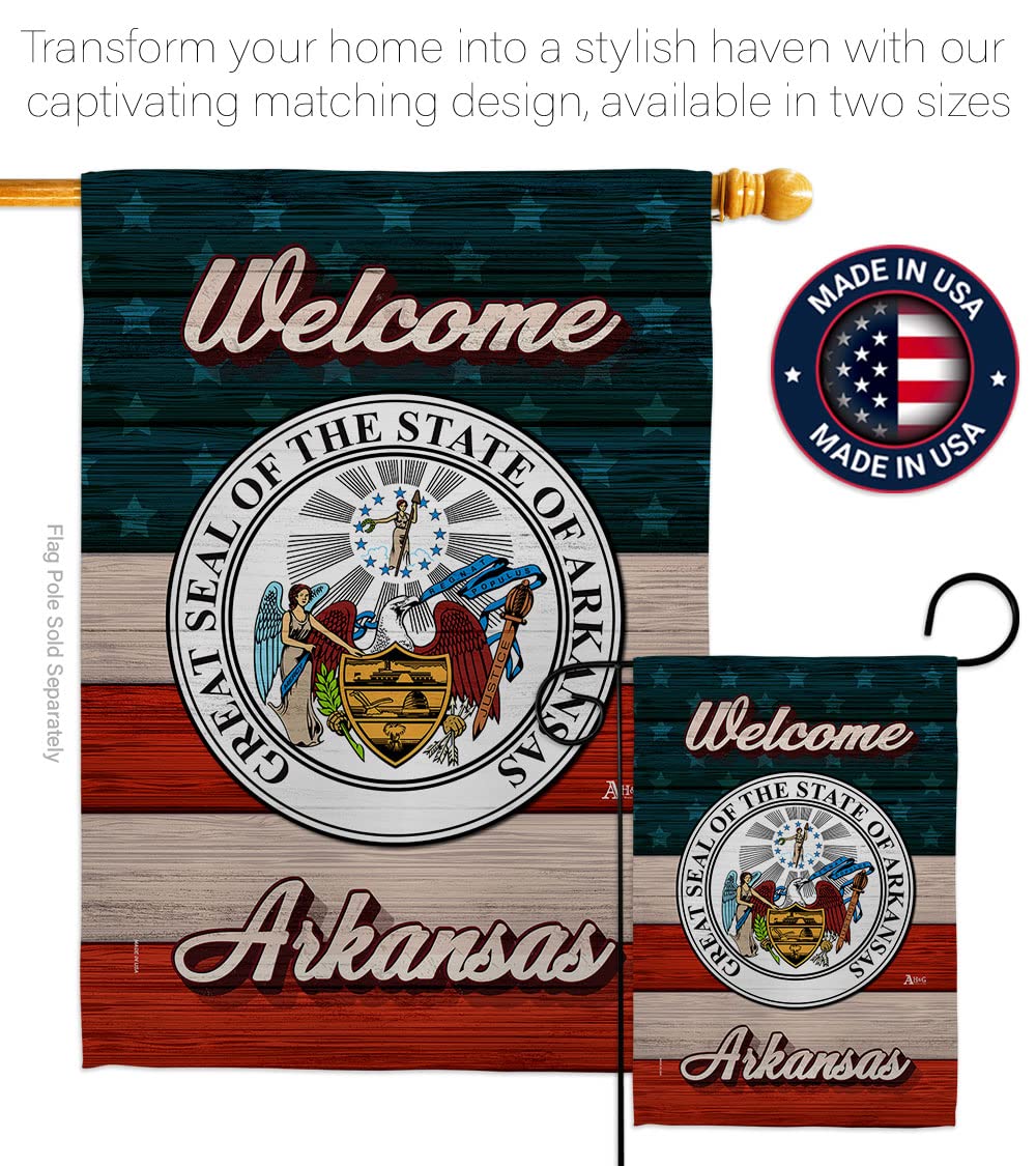 Americana Home & Garden Welcome Arkansas House Flag - Double-Sided USA Made Decorative Banner for States, Territories & Country Areas - Perfect for Small Garden, Yard, Porch & Patriotic Gift Giving