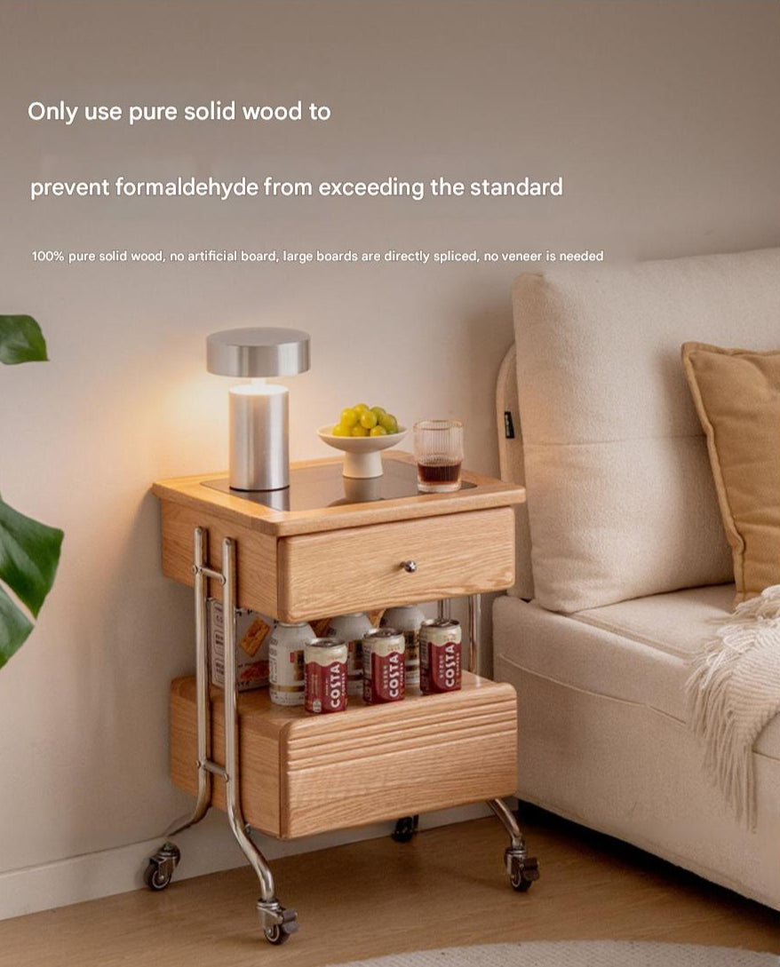 Solid Oak Wood Modern Nightstand with Removable Shelf - Perfect for Bedroom, Living Room, and Home Office Storage