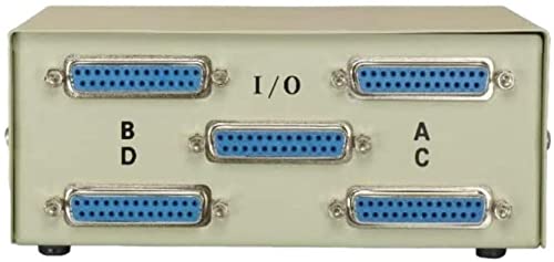 4-Port DB25 Female D-Sub Switch Box for Multiple Device Connectivity - Perfect for Office, Studio & Industrial Automation