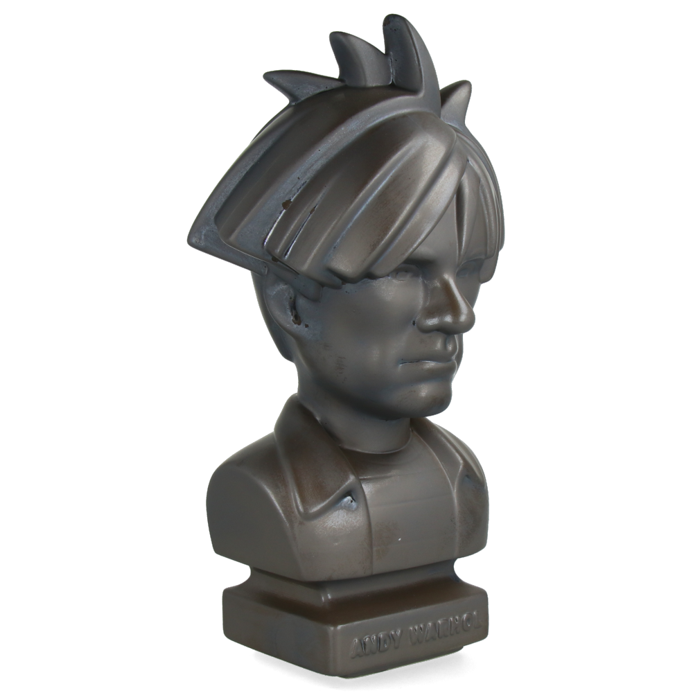 Andy Warhol Ceramic Bust Statue - 80s Retro ASH GOLD Home Decor Art Piece for Living Room, Office & Collector's Display