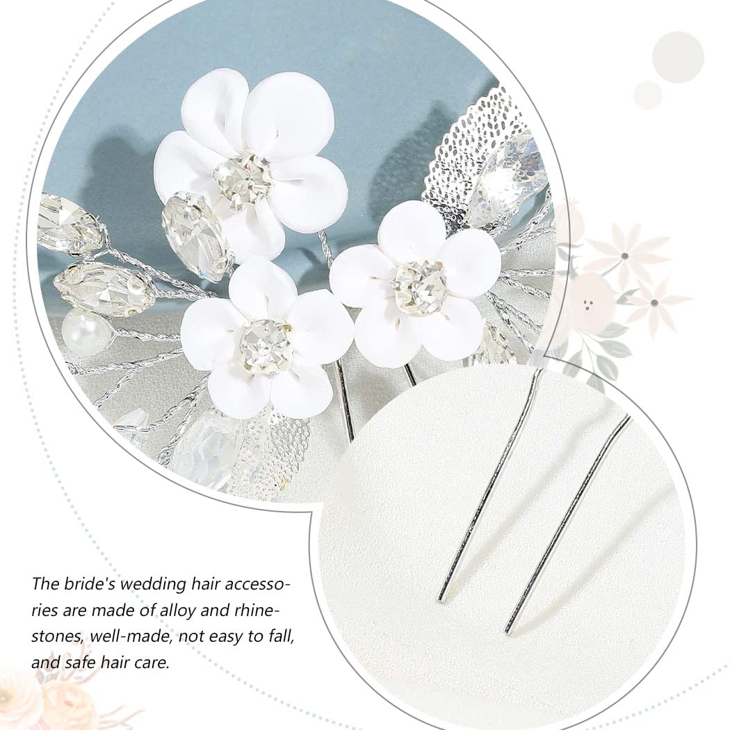 Elegant Silver Rhinestone Pearl Hair Clips | Gorais Flower Bride Wedding Hair Pins for Women & Girls (Pack of 2) – Perfect for Bridal, Prom, and Special Occasions