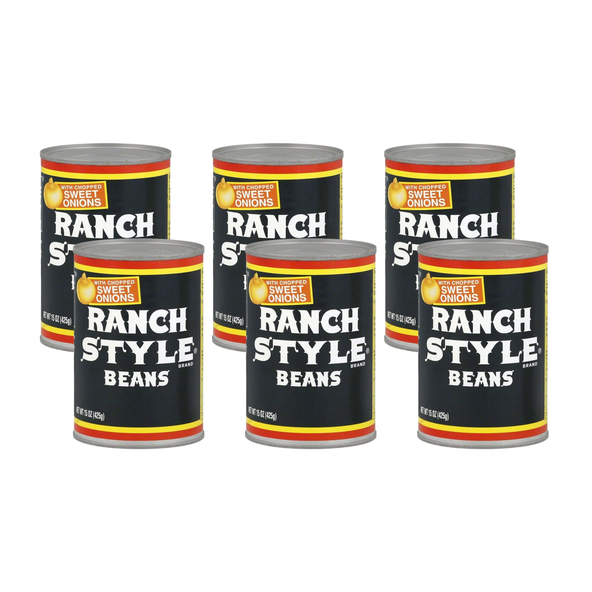 Delicious Ranch Style Beans with Sweet Onions - 15oz Can (Pack of 6) | Premium Canned Beans for BBQ, Camping & Quick Meals | High Protein Vegetarian Food