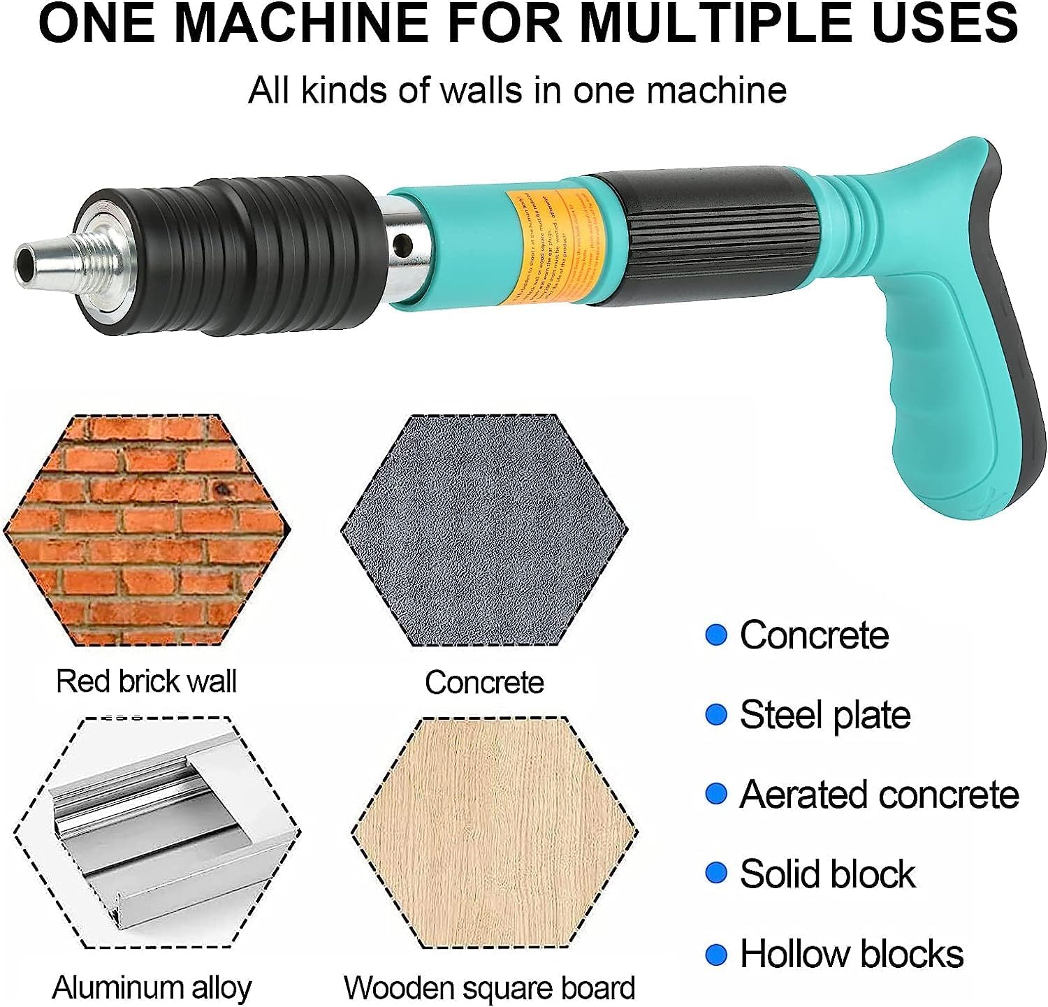 Ignito Manual Steel Nail Gun for Cement Walls - Portable Concrete Nailer with 10 Nails Included - Lightweight & Efficient Construction Tool for Woodworking, Drywall Installation, and Home DIY Projects