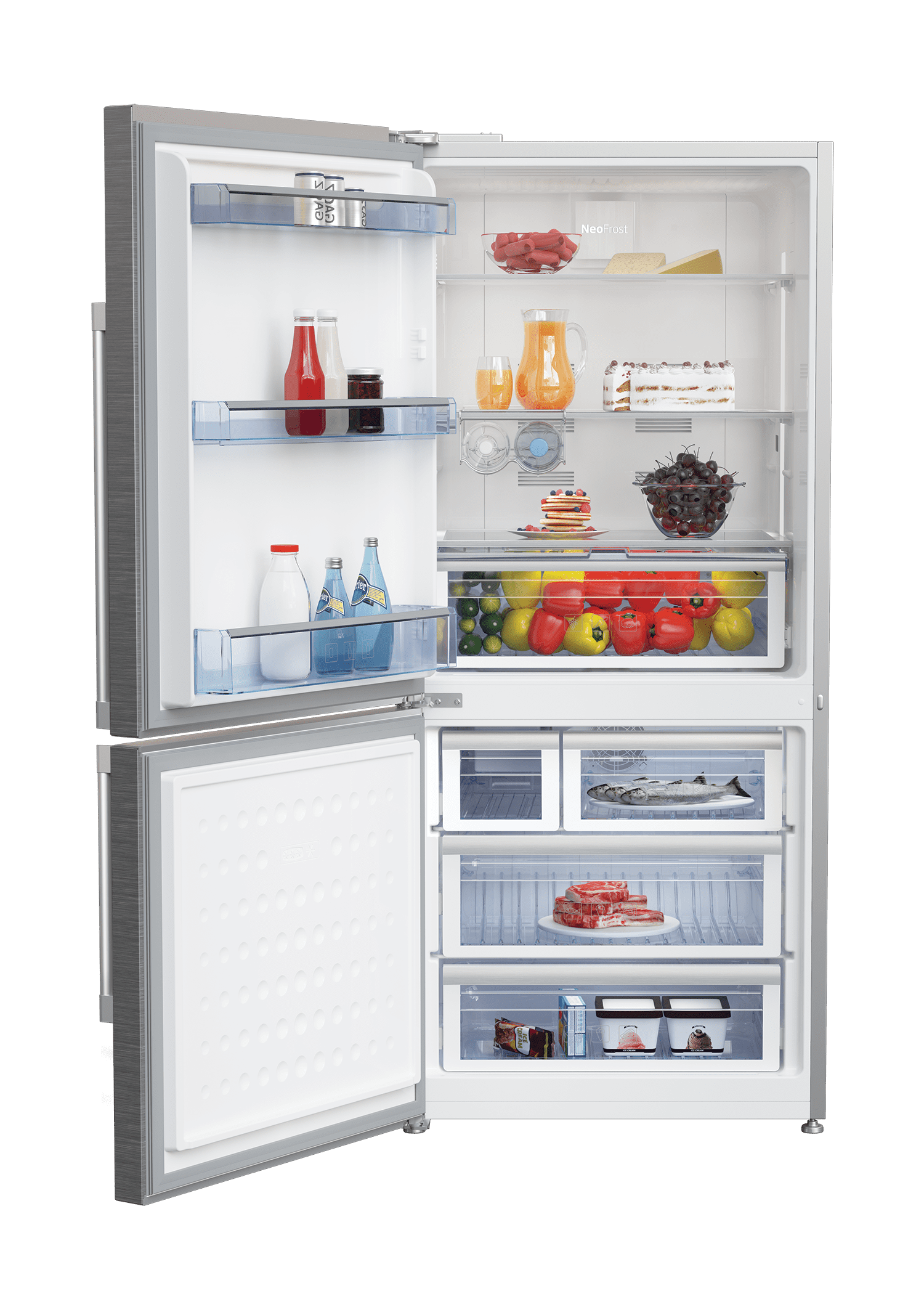 Beko BFBF3018SSIML 30-Inch Bottom Freezer Refrigerator with Auto Ice Maker - Stainless Steel, Left Hinge Door | Perfect for Modern Kitchens, Small Spaces & Family Homes