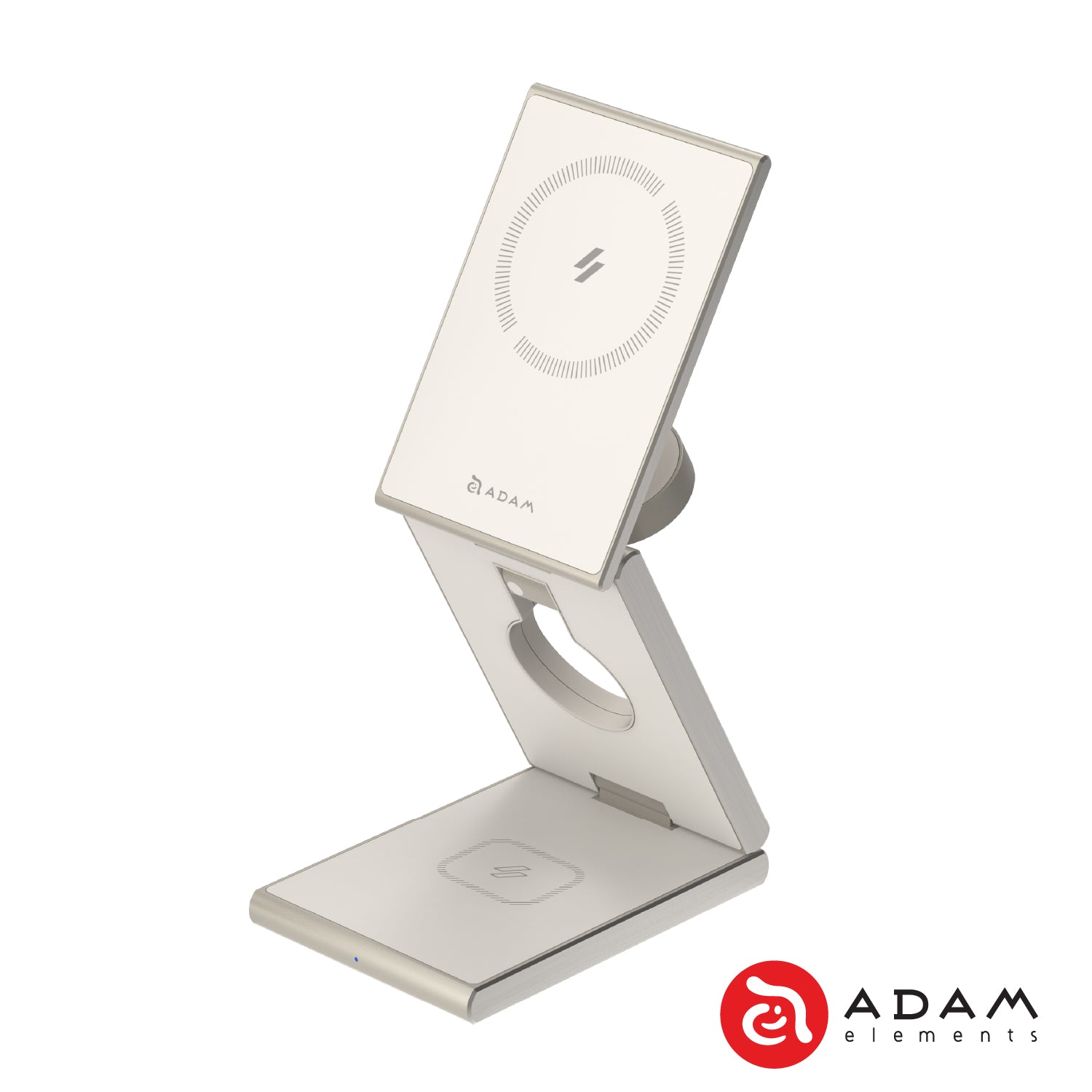 ADAM Elements Foldable 3-in-1 Magnetic Wireless Charging Stand for iPhone, Samsung & AirPods - Portable Travel Charger for Home, Office & Car Use