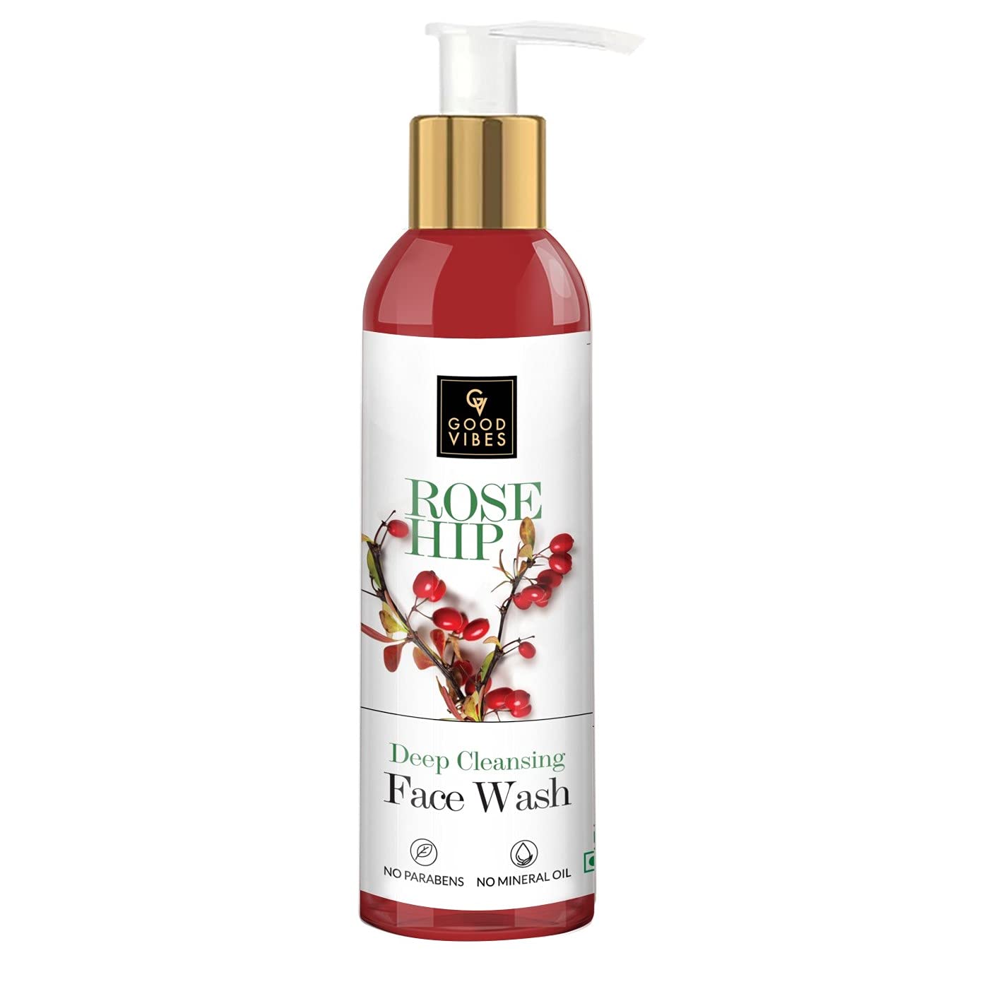 Good Vibes Rosehip Deep Cleansing Face Wash 200ml - Natural Oil Control & Acne Treatment, Hydrating & Softening Formula for All Skin Types, Paraben & Mineral Oil Free - Perfect for Daily Skincare Routine & Acne-Prone Skin