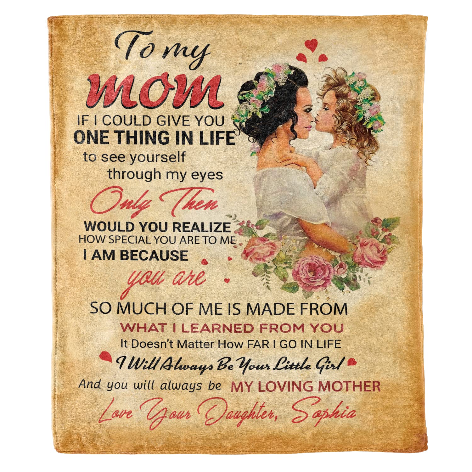 Personalized Name Blanket for Mom - Custom Mother's Day & Birthday Gift from Daughter | 'I'll Always Be Your Little Girl' Embroidery | Ultra-Soft Premium Quality Throw | Made in USA | Perfect for Cozy Nights, Family Movie Time & Heartwarming Surprises
