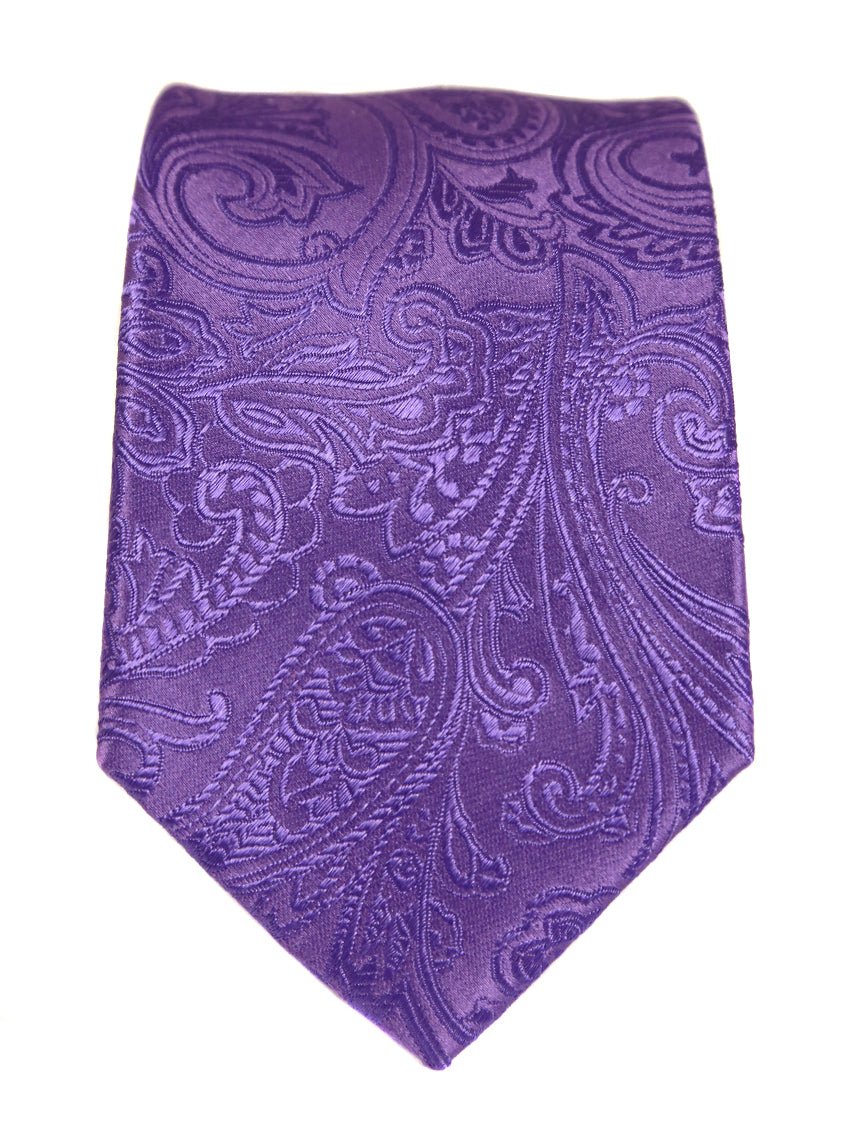 DÉCLIC Classic Purple Paisley Necktie for Men - Elegant Silk Tie for Business, Weddings & Formal Events