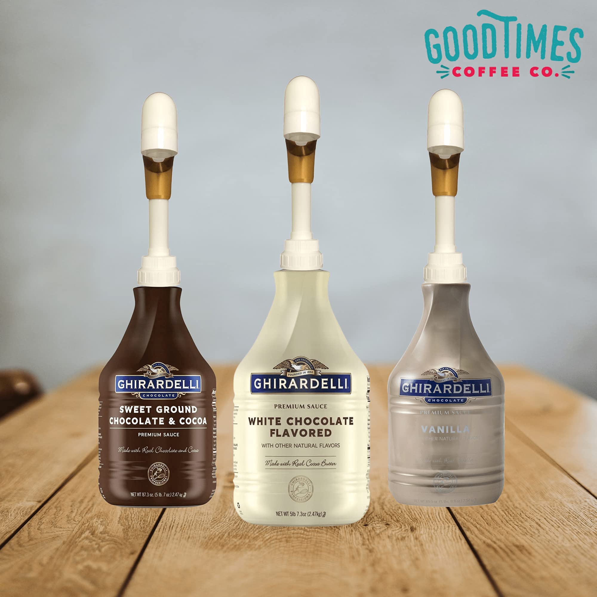 Good Times Coffee Co. Sauce Pump Dispenser - Compatible with Ghirardelli 87.3-90.4 oz Bottles | Durable & Leak-Proof Syrup Dispenser for Coffee Shops, Bakeries & Home Use | Perfect for Chocolate, Caramel & Syrup Bottles
