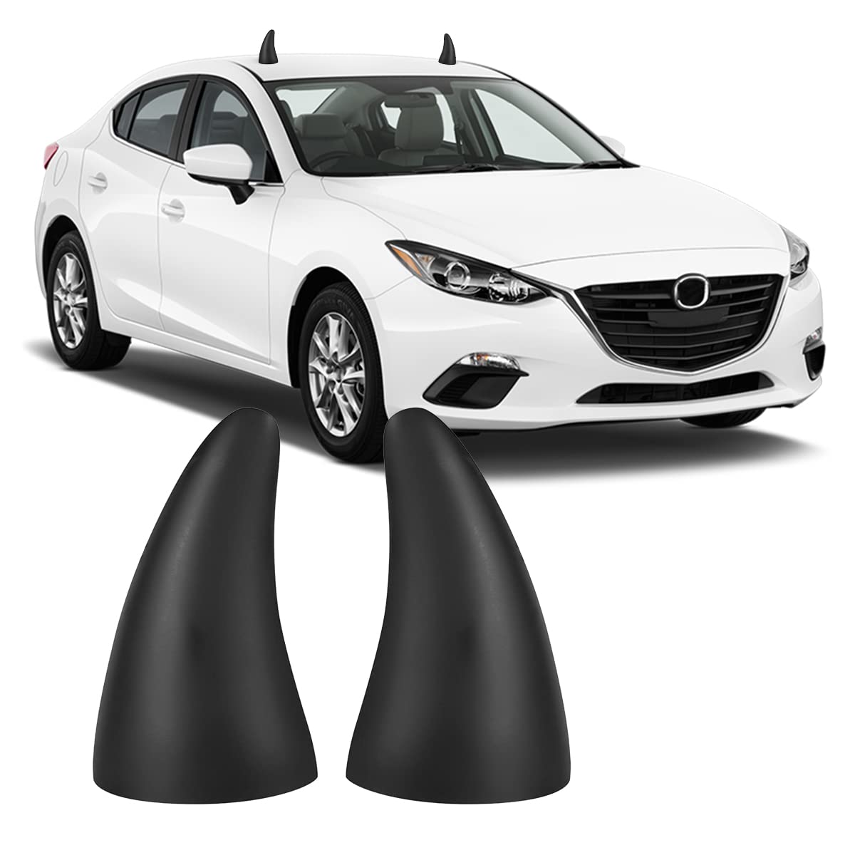 2PCS 3D Devil Horn Car Stickers - Anti-Collision Protectors for SUV, Truck & Auto - Black