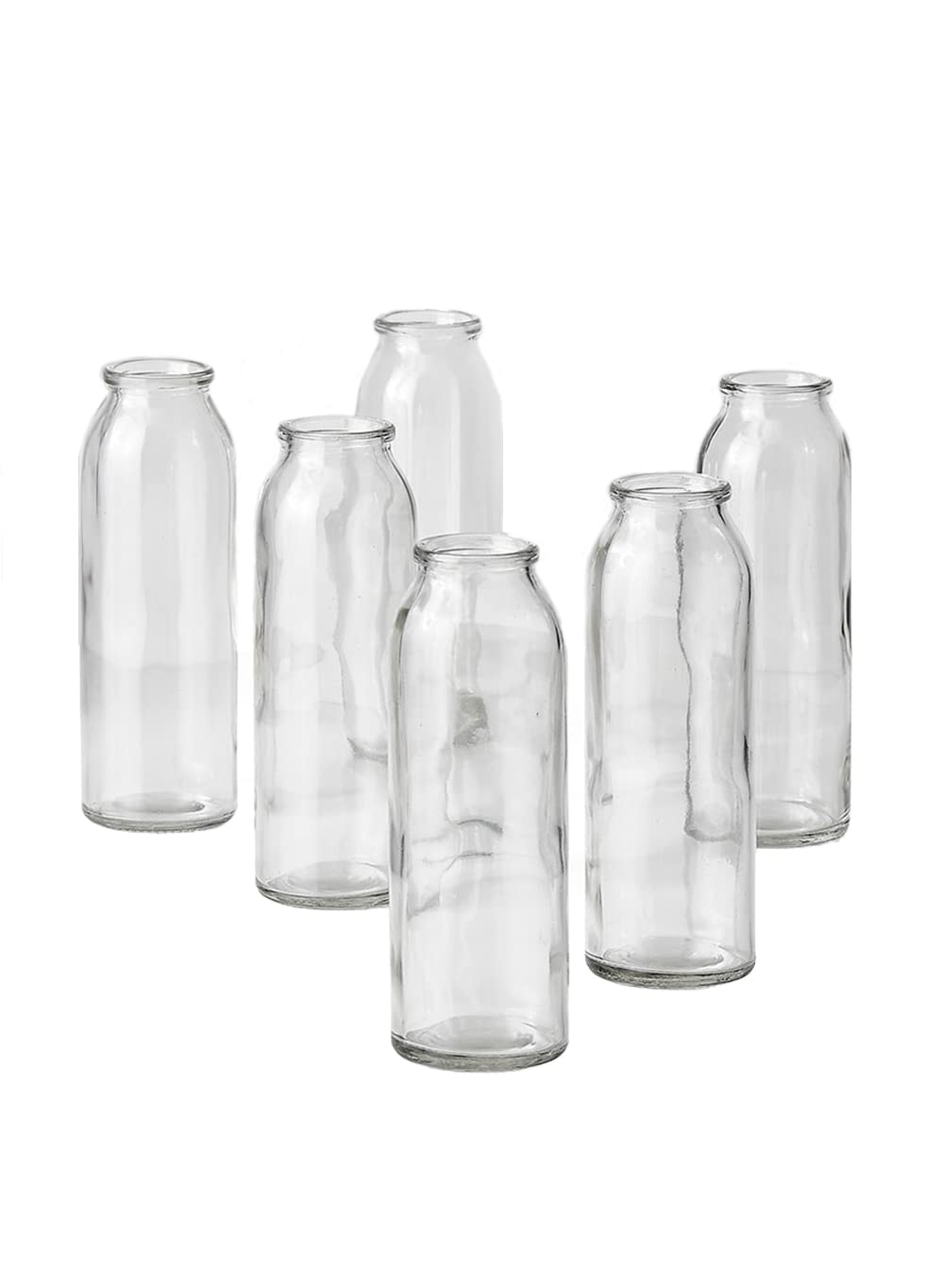 Set of 6 Clear Glass Bud Vases - 6.25” Tall & 2” Diameter - Elegant Flower Vases for Wedding Centerpieces, Home Decor, and Event Arrangements - Perfect for Dining Tables, Mantels, and Office Desks